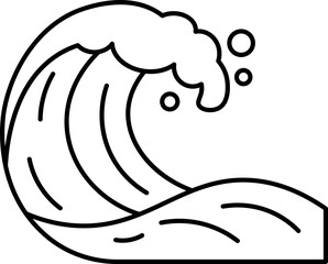Illustration of Ocean Waves with Black Outline