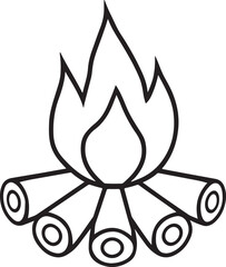 Stylized campfire icon representing summer warmth and outdoor fun
