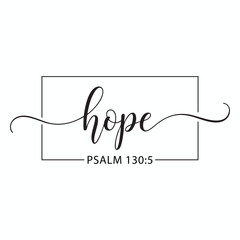 Hope Script Psalm 130 5 Bible Verse Calligraphy Design