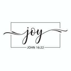 Joy Script John 16 22 Bible Verse Calligraphy Design