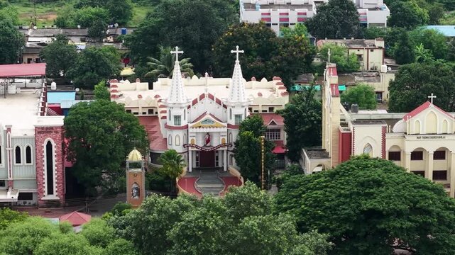 Churches in Supela Bhilai drone shot.