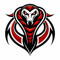 Fierce red and black cobra head mascot logo Vector, illustration