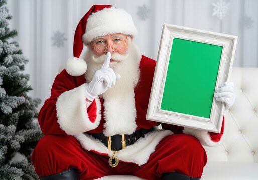 Santa's secret message is ready for your holiday marketing campaign with a green screen frame for custom text