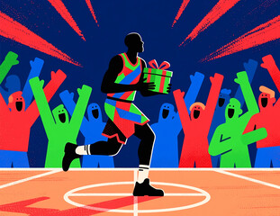 Basketball player delivers gift during game