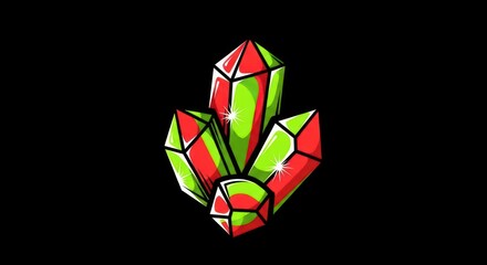 Vibrant Crystals - A Colorful Gemstone Cluster on Black Background.