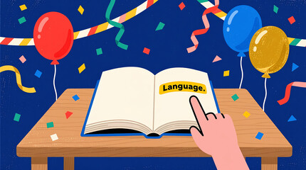 Open book celebrates language in festive setting