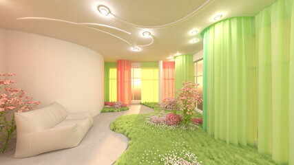 リビングルーム　3DCGレンダリング