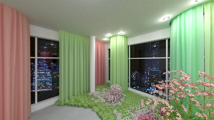 リビングルーム　3DCGレンダリング