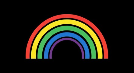 Vibrant Rainbow Arc on Black Background.