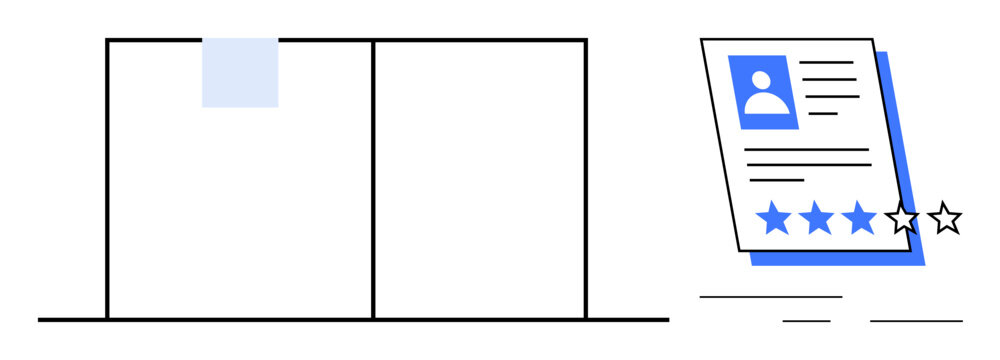 Paper calendar next to applicant resume with profile, rating stars, and details. Ideal for recruitment, hiring, performance review, job search, HR process, scheduling simple flat metaphor