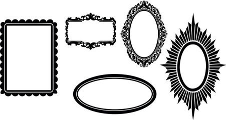 Vintage decorative frames collection oval rectangular shapes classic ornate design vector illustration