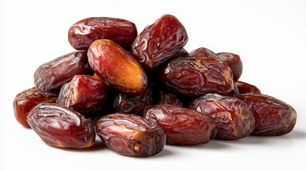 Pile of delicious and nutritious dates isolated on white background, a healthy snack and ingredient for a variety of sweet and savory dishes