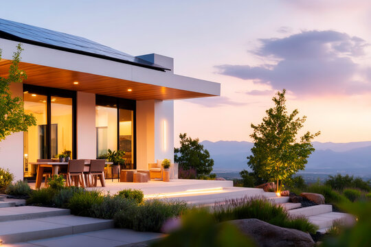 Ultra realistic Modern Solar Panels Installed on a Denver Colorado Home Under an Overcast Sky