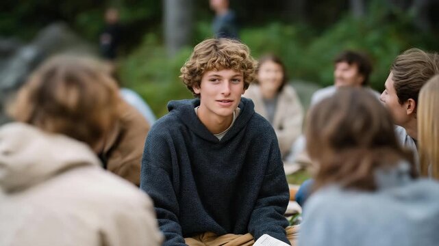 Friends gathered on a blanket during digital detox picnic in no-phone zone, surrounded by nature, books, and laughter &mdash; concept of mindful living, human reconnection, and tech-free outdoor