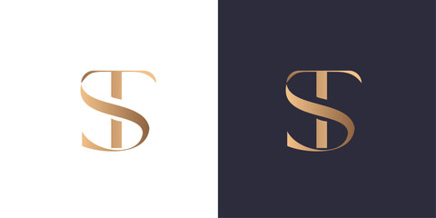 letter S and T logo Golden gradient vector emblem logotype for business cards symbol.