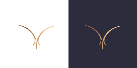 letter V roots logo Golden gradient vector emblem logotype for business cards symbol.