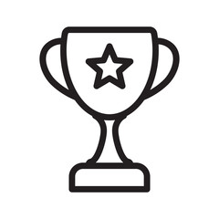 Trophy Cup with Star Line Icon – Winner, Victory and Achievement Award Symbol.