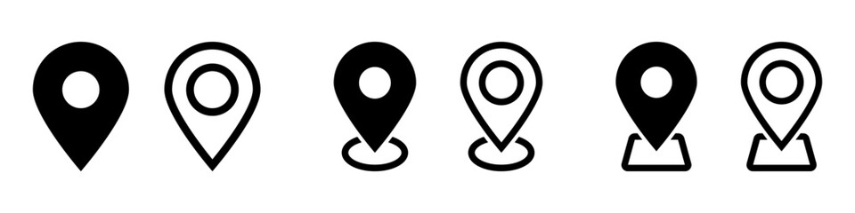 Map Pin Icon Set – Location, GPS Marker, and Navigation Symbols