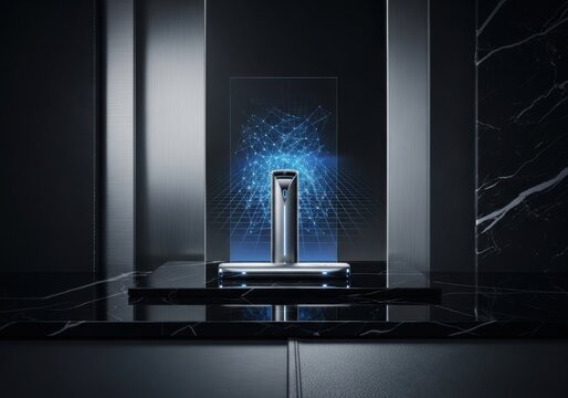 Smartphone with Neon Wave Light Effect on Dark Surface for Tech Sale