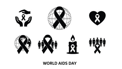 Black & White HIV Prevention Symbol Vector Icons1
