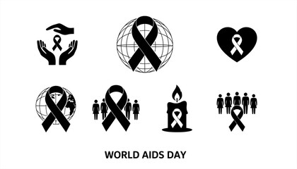 Black & White HIV Prevention Symbol Vector Icons1