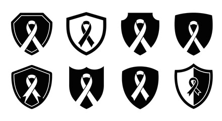 Black & White HIV Prevention Symbol Vector Icons1