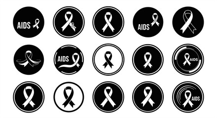 Black & White HIV Prevention Symbol Vector Icons1