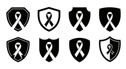 Black & White HIV Prevention Symbol Vector Icons1