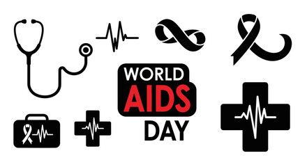 Black & White HIV Prevention Symbol Vector Icons1