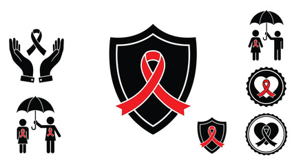 Black & White HIV Prevention Symbol Vector Icons1