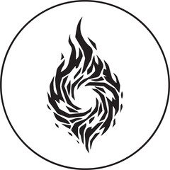 Obraz premium A black and white swirling flame design within a circular border