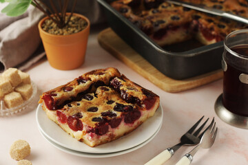 A traditional French pie with cherry clafouti	