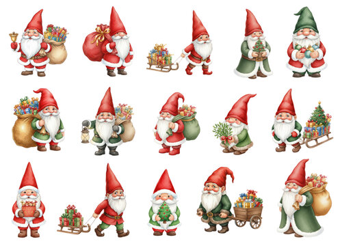 Cute Scandinavian Christmas Gnomes With Holiday Presents