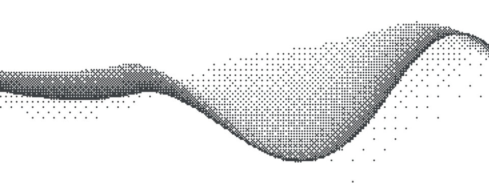 Dither pixel with dot and fade for game or videogame. Bit gradient with arcade and bitmap and dither. Pixel dot degrade and computer wavy retro with grid screentone horizontal for overlay old bw or.