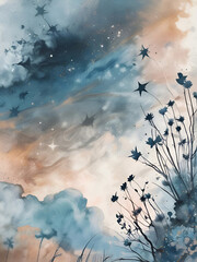 grunge background with clouds