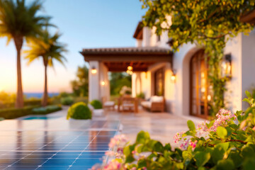 Fototapeta premium Ultra realistic Modern Solar Panels Installed on a Fort Lauderdale Florida Home in late afternoon light