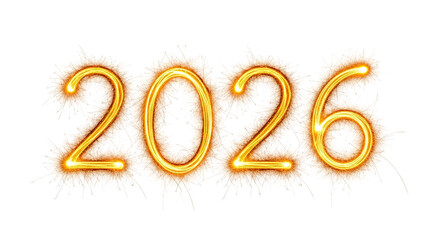 Ringing in the New Year with a fiery spark of hope for 2026 illuminating dreams and ambitions on transparent background
