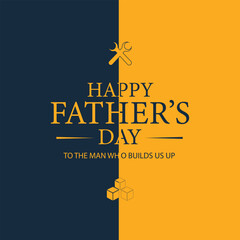 Happy Father's Day Greeting Card Banner in Minimalist Flat Design. Festive background with decorative bow tie, red heart, and elegant typography for the best dad.