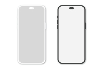 Two modern smartphone mockups side by side showing the front view with a notch design, vector illustration