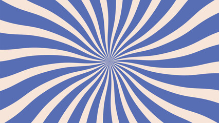 Simple Hypnotic blue and beige swirling sunburst pattern background creating a vibrant and dynamic retro optical illusion effect vector illustration