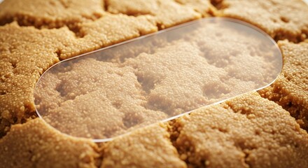 Close-up of a transparent lens magnifying a textured surface, creating a unique visual effect.