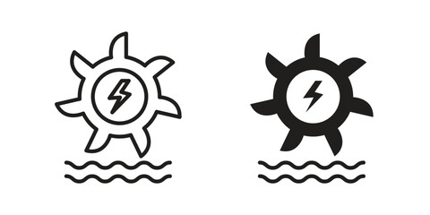 Hydro power icon illustration, thin line vector, web design sign,