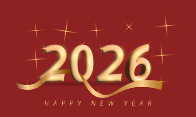 Happy Chinese New Year 2026 banner with red background. Vector illustration.