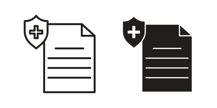 Medical record icon illustration, thin line vector, web design sign,