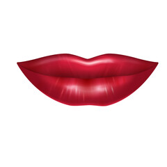 Realistic Vibrant Red Lips Close Up With Subtle Shimmer Detailed Texture On Transparent Background Expressing Sensuality And Beauty