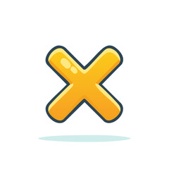 Obraz premium Glossy yellow X mark symbol for wrong cancel delete or multiplication icon