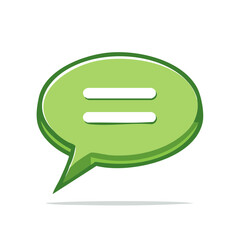 Fototapeta premium Green chat bubble with two horizontal lines symbolizing communication.