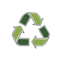Obraz premium Green recycling symbol with arrows on a white background