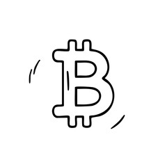 Obraz premium Hand drawn digital currency Bitcoin symbol representing blockchain and fintech investment