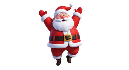 Cheerful santa claus with arms raised isolated on transparent background